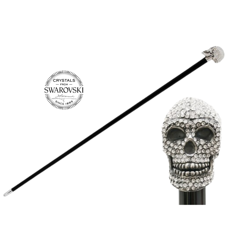 Clear Swarovski® Skull Cane