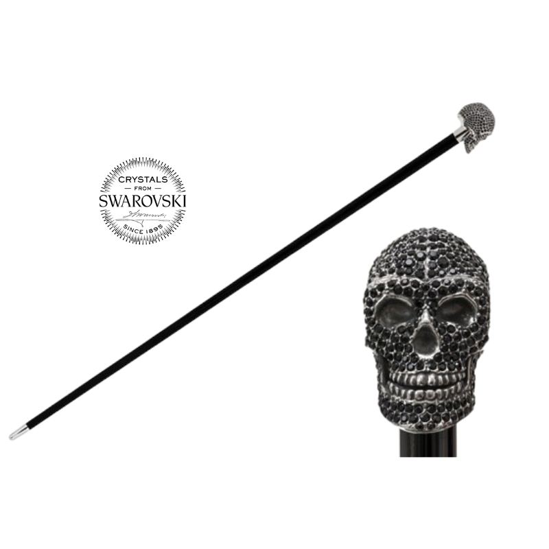 Black Swarovski® Skull Cane