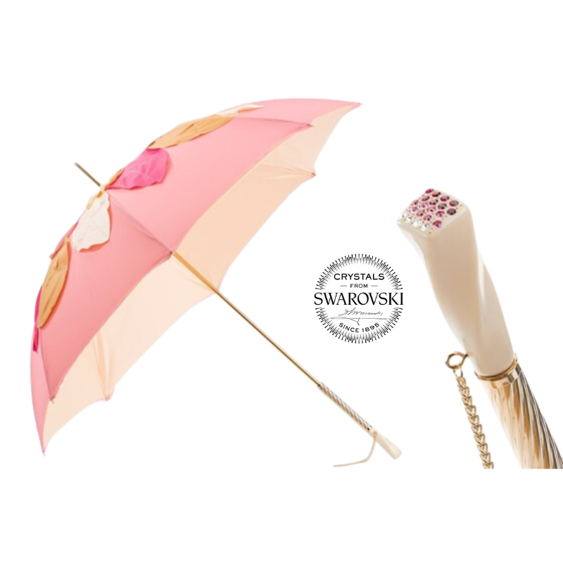 Beautiful Pink Umbrella with Leaves, Double Cloth