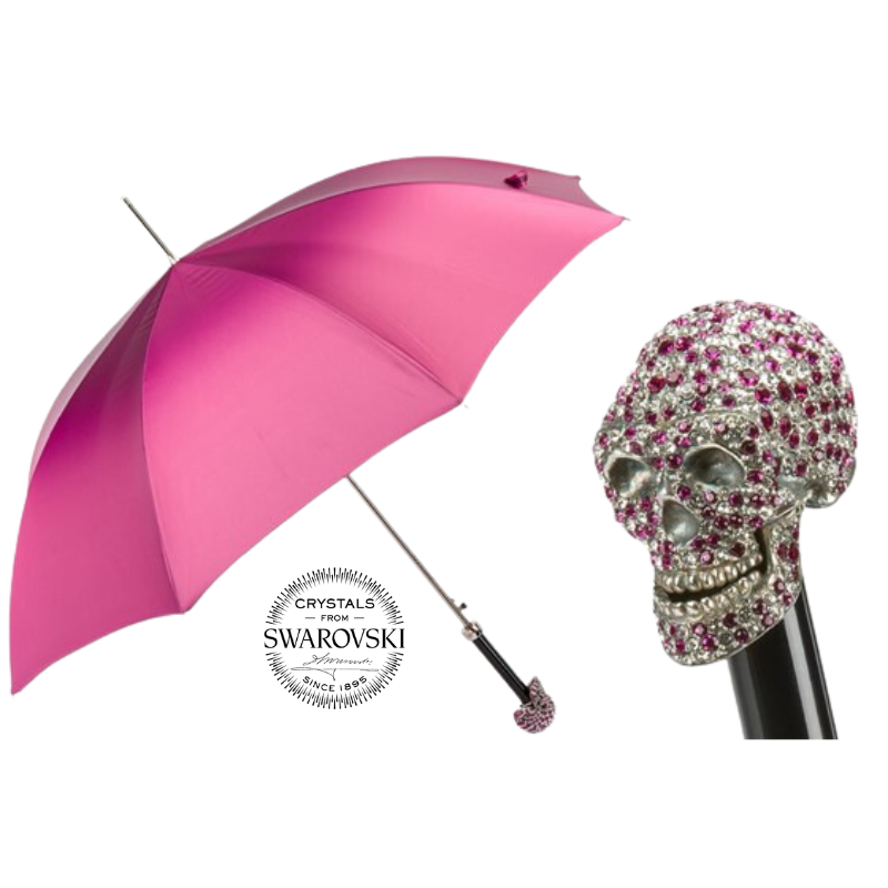 Woman Umbrella with Fuchsia Swarovski® Skull