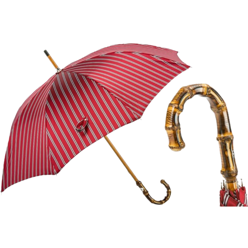 Classic Striped Umbrella, Bamboo Handle