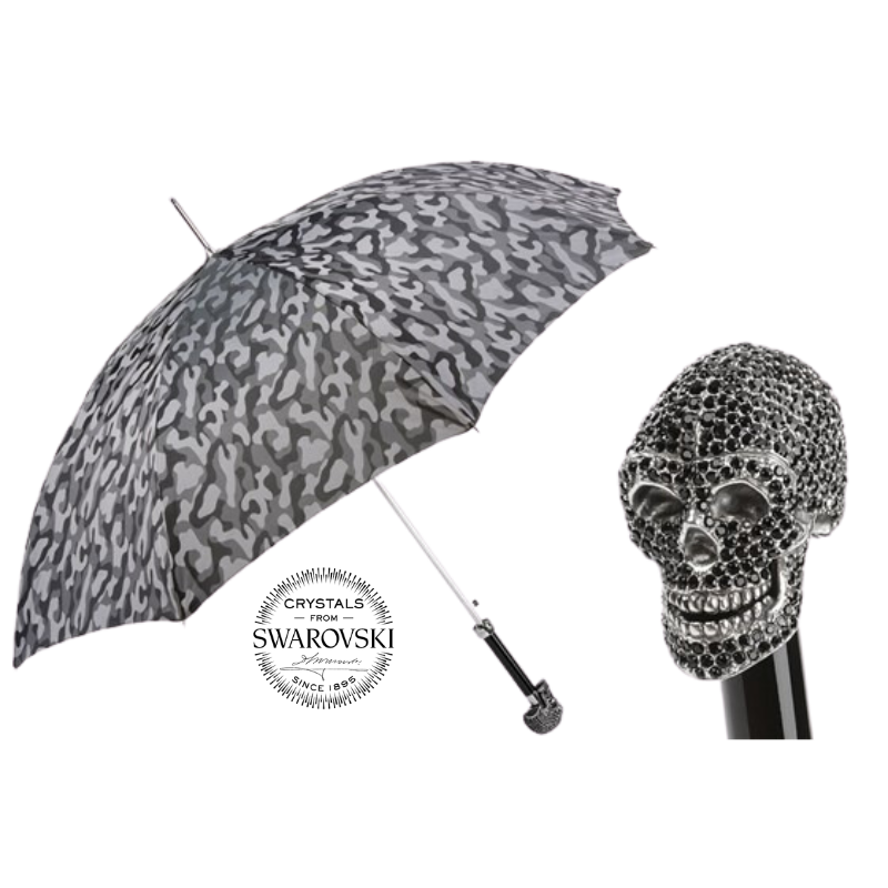 Camouflage Umbrella with Black Swarovski® Skull