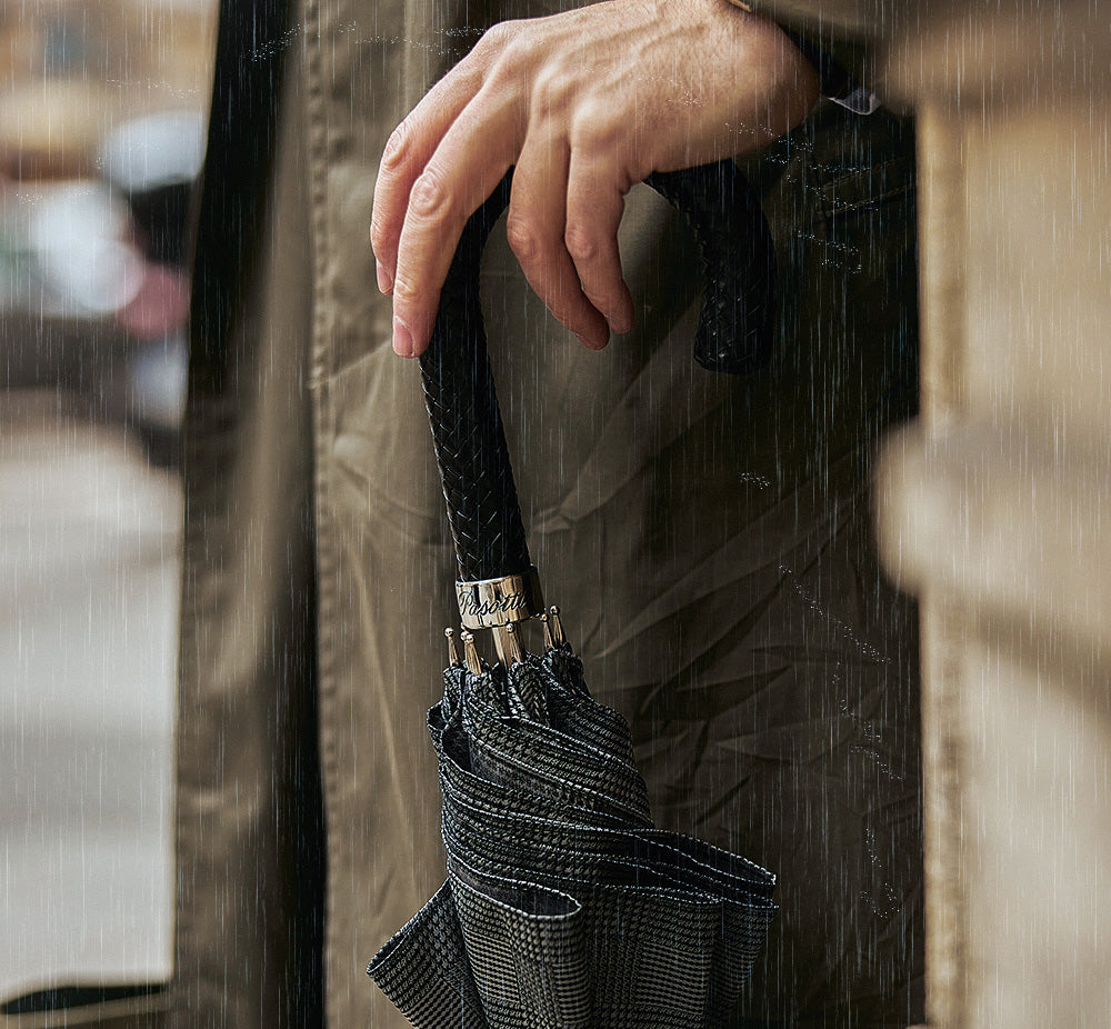 Milford Umbrella with Braided Leather Handle