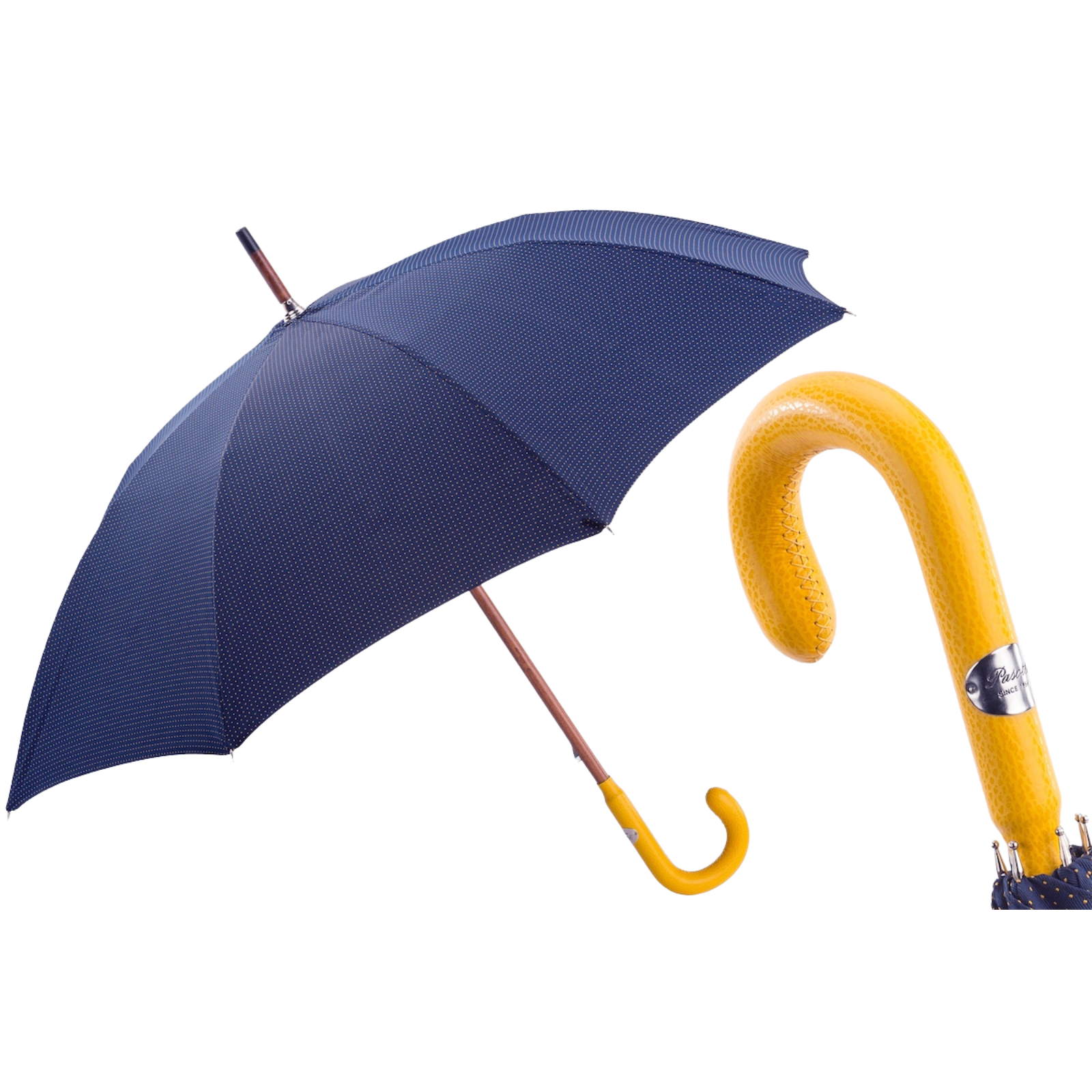 Bespoke Umbrella, Yellow Leather Handle