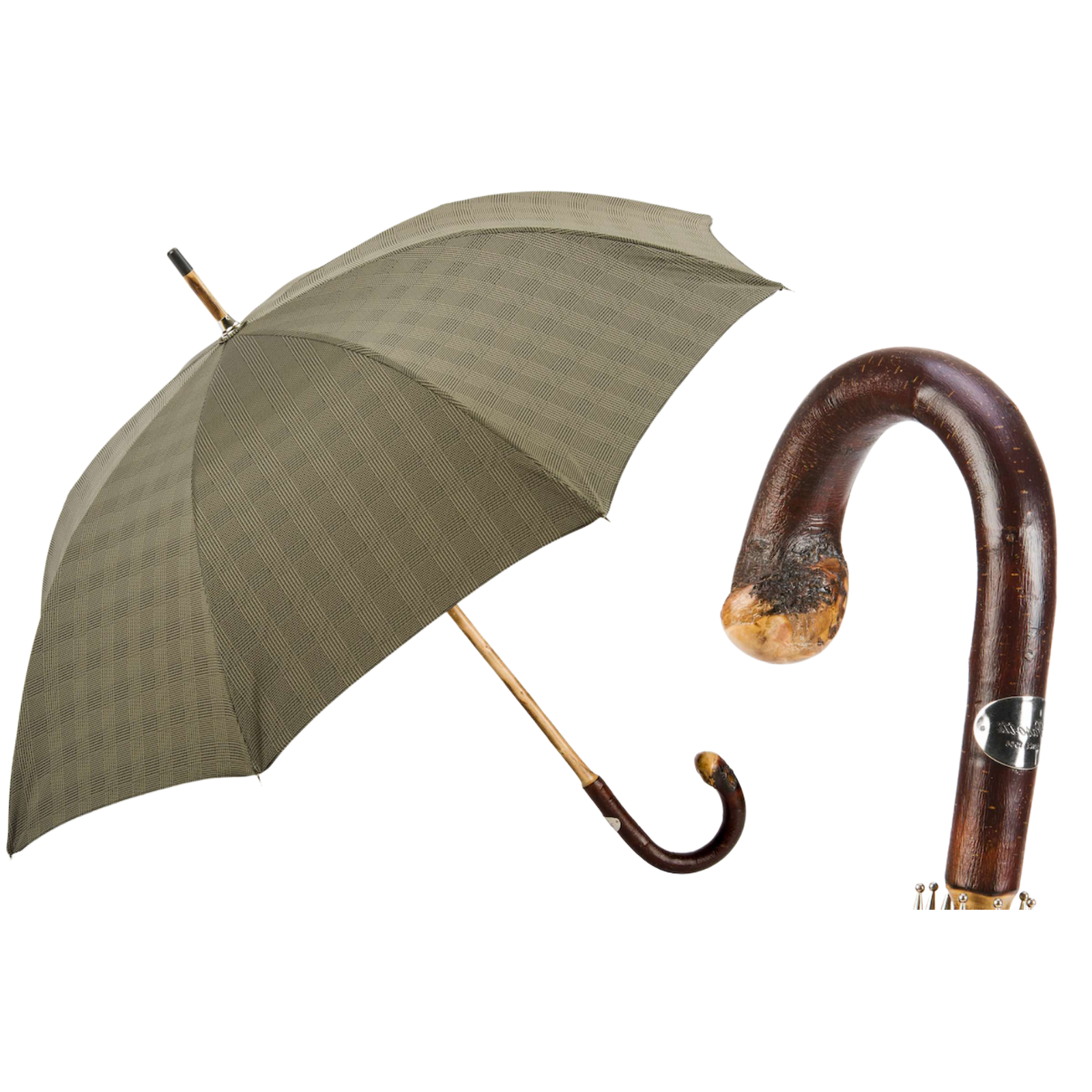 Solid Chestnut Striped Umbrella with Knob End