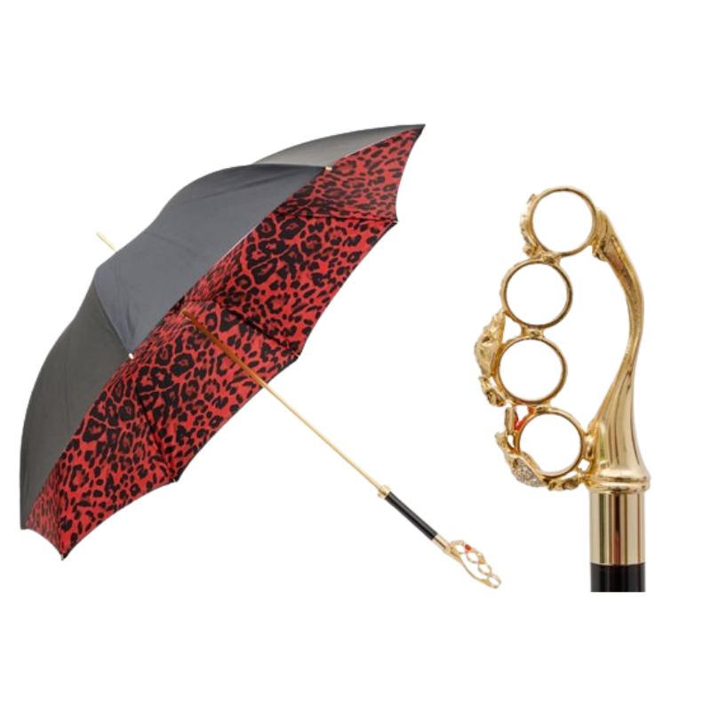 Knuckleduster Umbrella with Red Animal Print