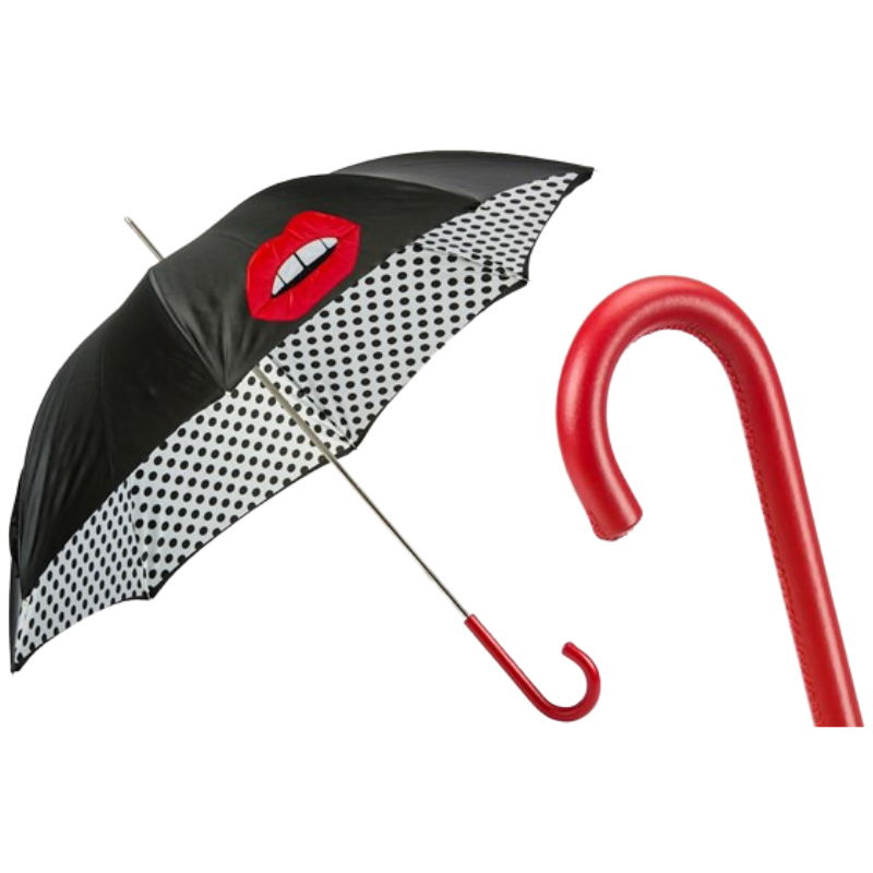 Mouth Umbrella with Polka Dots Interior, Double Cloth