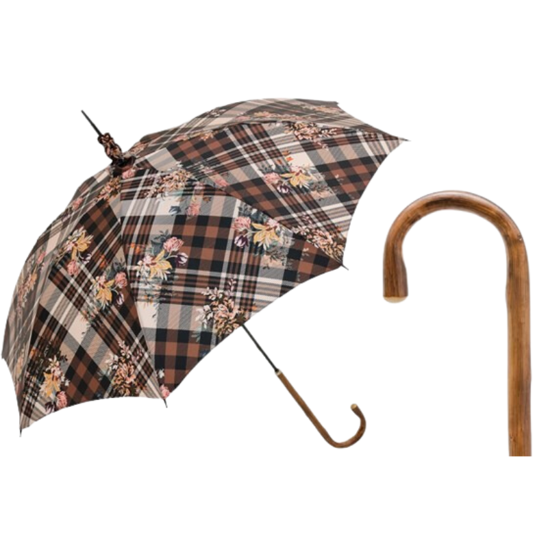 Tartan Parasol with Flowers