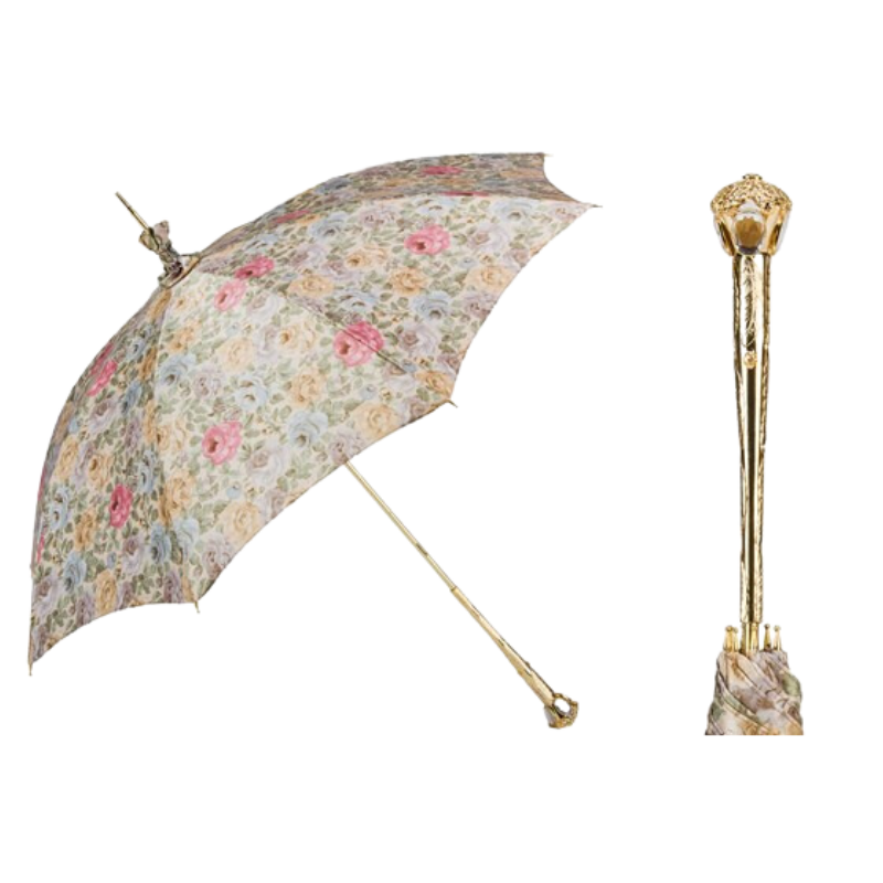 Manual Opening Flowered Parasol, Rainproof