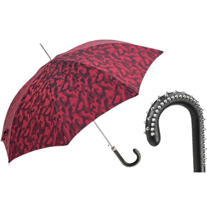 Red Camouflage Umbrella with studs on the Handle