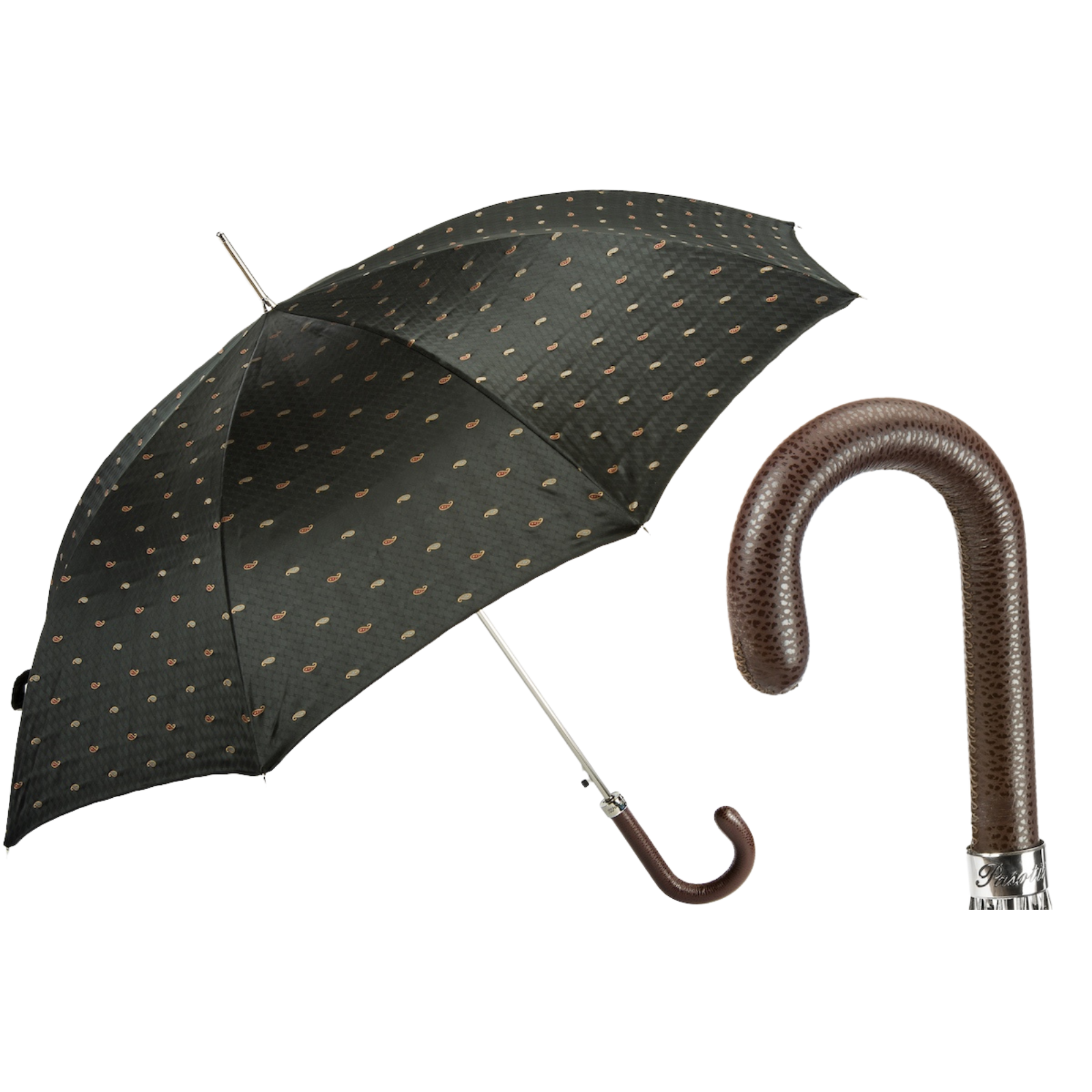 Artisanal Italian Umbrella with Leather Handle