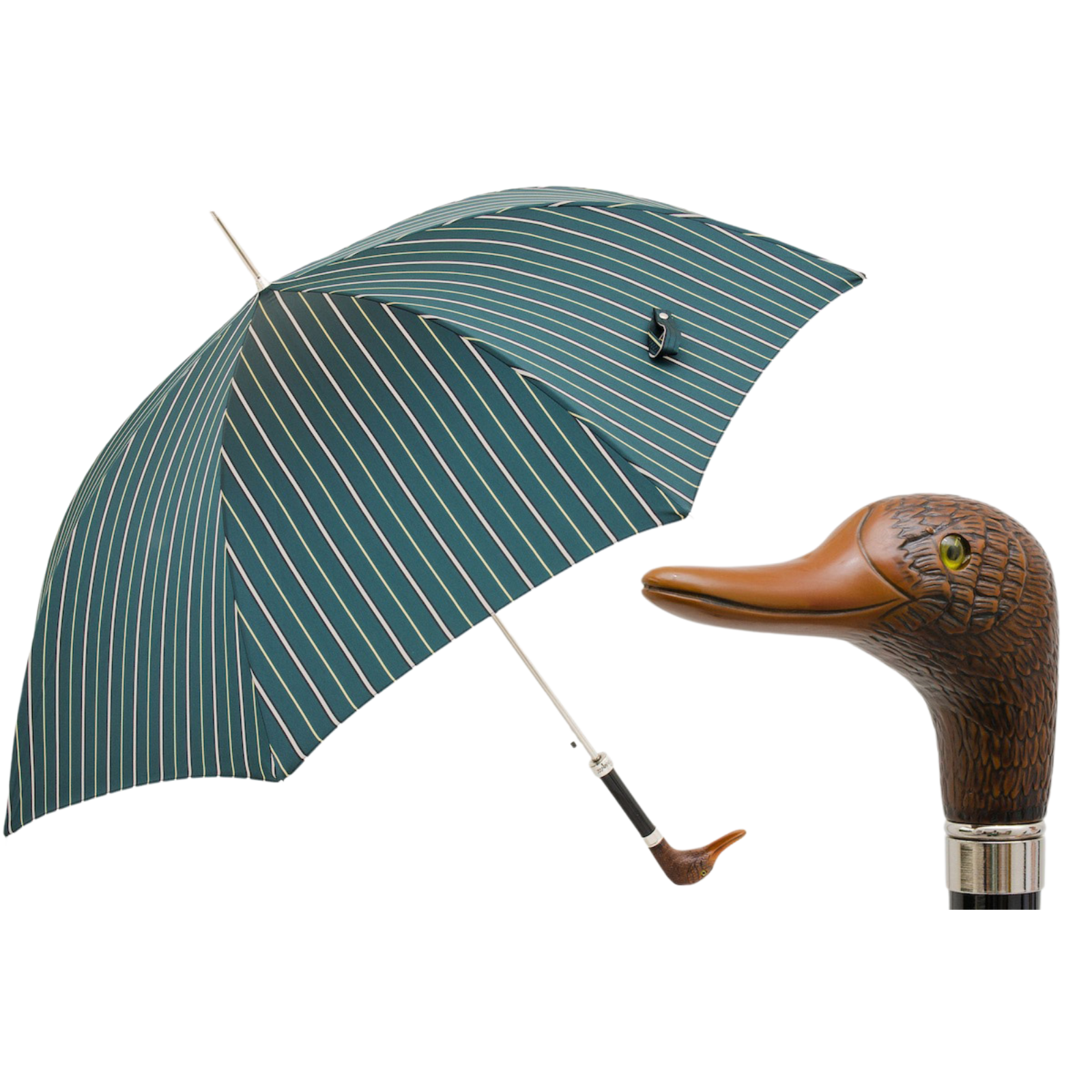 Striped Umbrella with Duck Handle