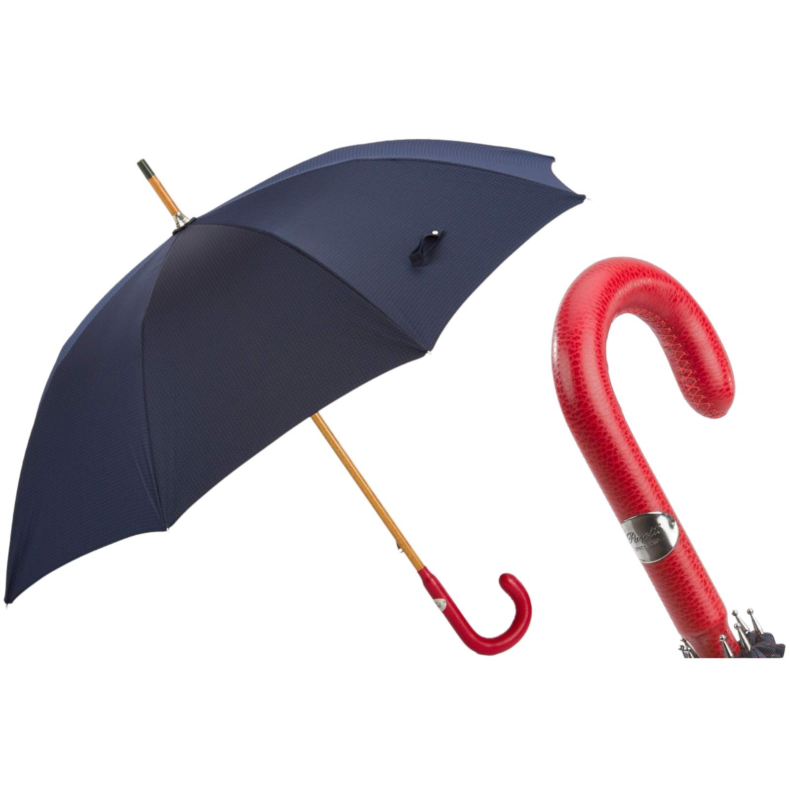 Bespoke Umbrella, Red Leather Handle