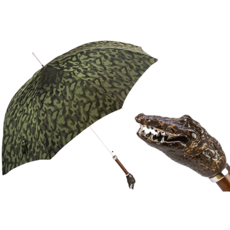 Camouflage Umbrella with Crocodile Handle