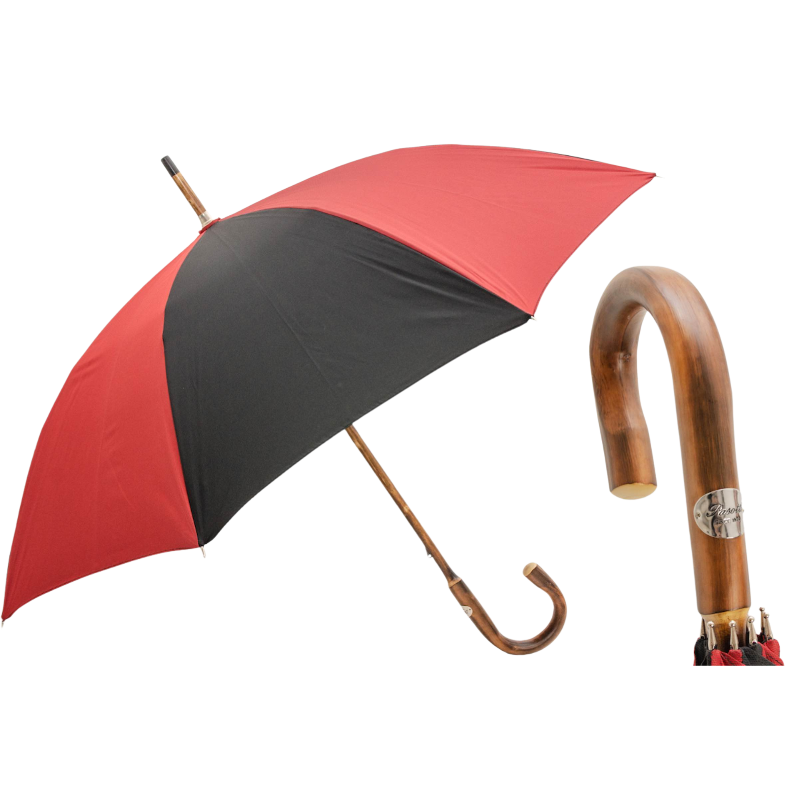 Solid Chestnut Red & Black Umbrella