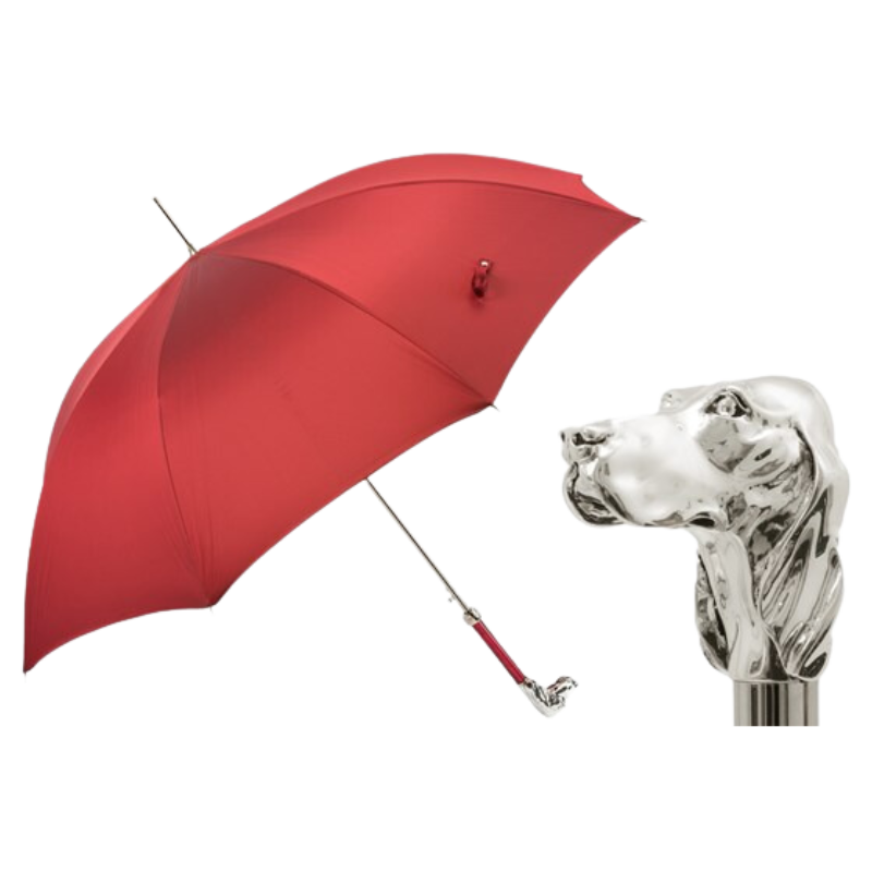 Red Umbrella with Silver Hound