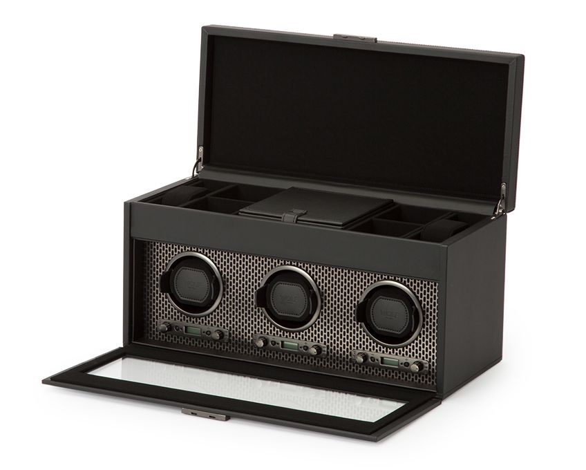 AXIS TRIPLE WATCH WINDER WITH STORAGE Powder coated Wonders of Luxury - Wolf