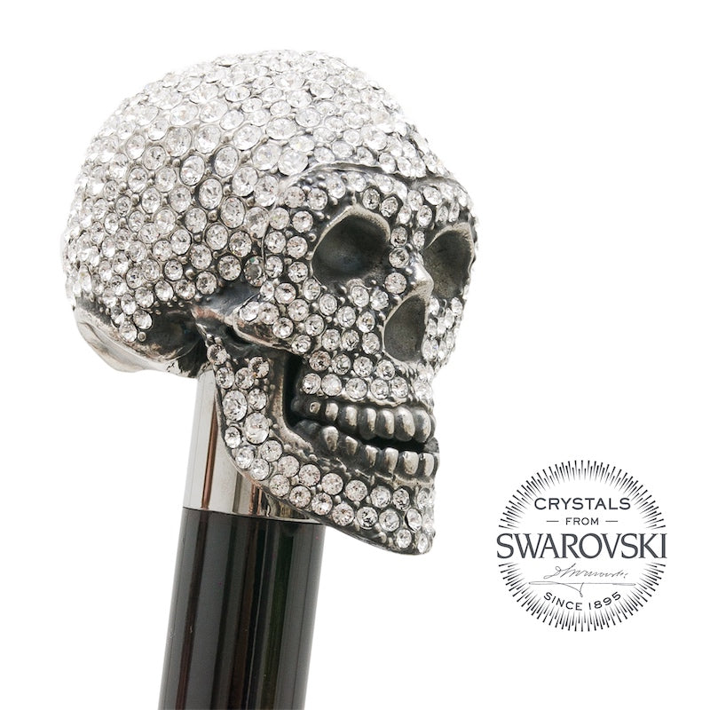 Clear Swarovski® Skull Cane