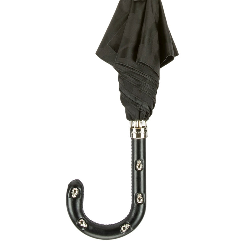 Black Camouflage Umbrella Leather Handle with Skulls