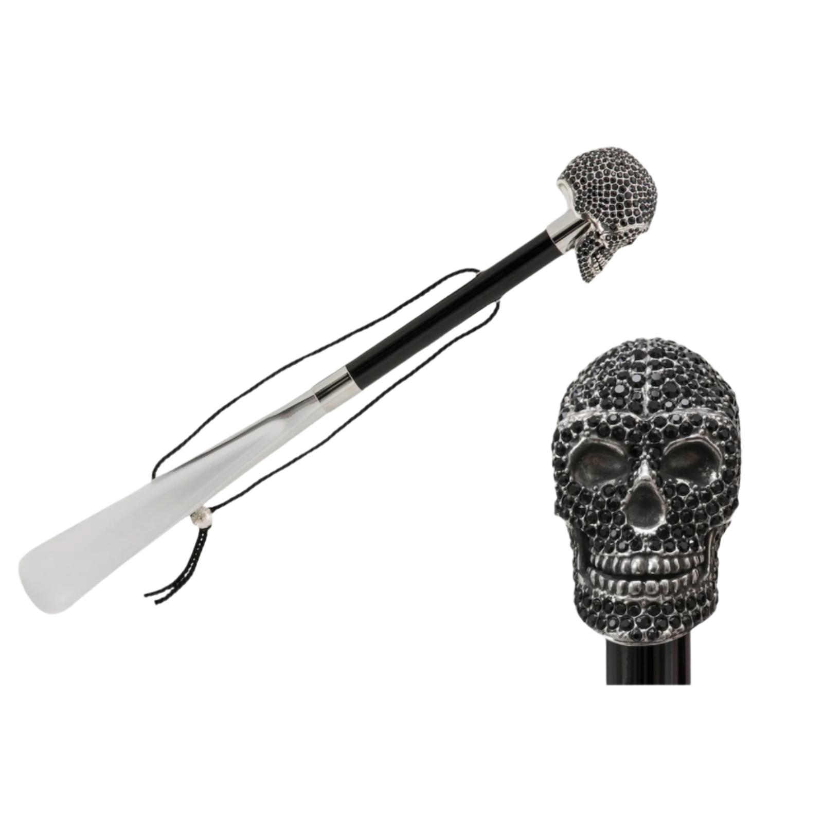 Black Swarovski® Skull Shoehorn