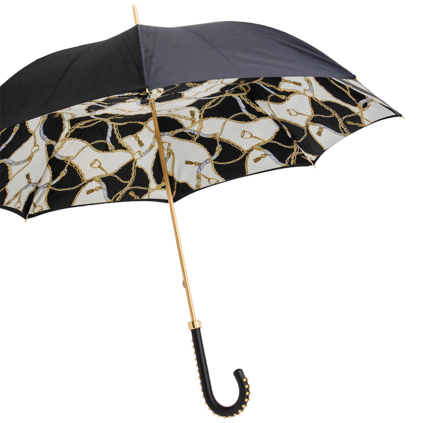 Black Umbrella with Bridles Print Double Cloth - Umbrella