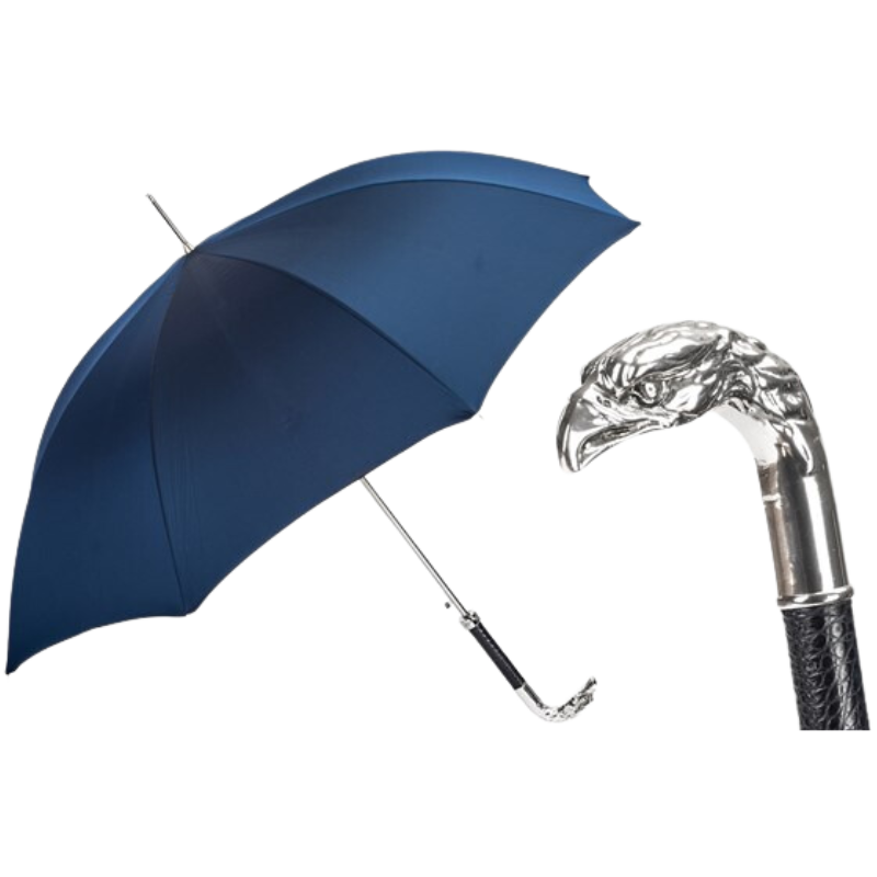 Blue Umbrella Silver Eagle Handle - Umbrella