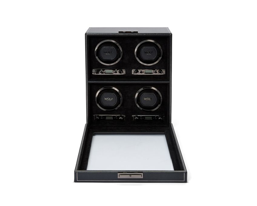 BRITISH RACING 4 PIECE WATCH WINDER BLACK - BLACK