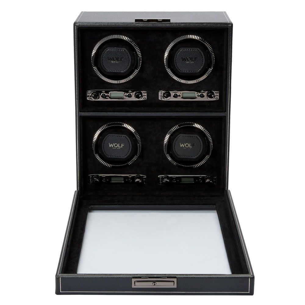 British Racing 4 Piece Watch Winder BLACK - BLACK