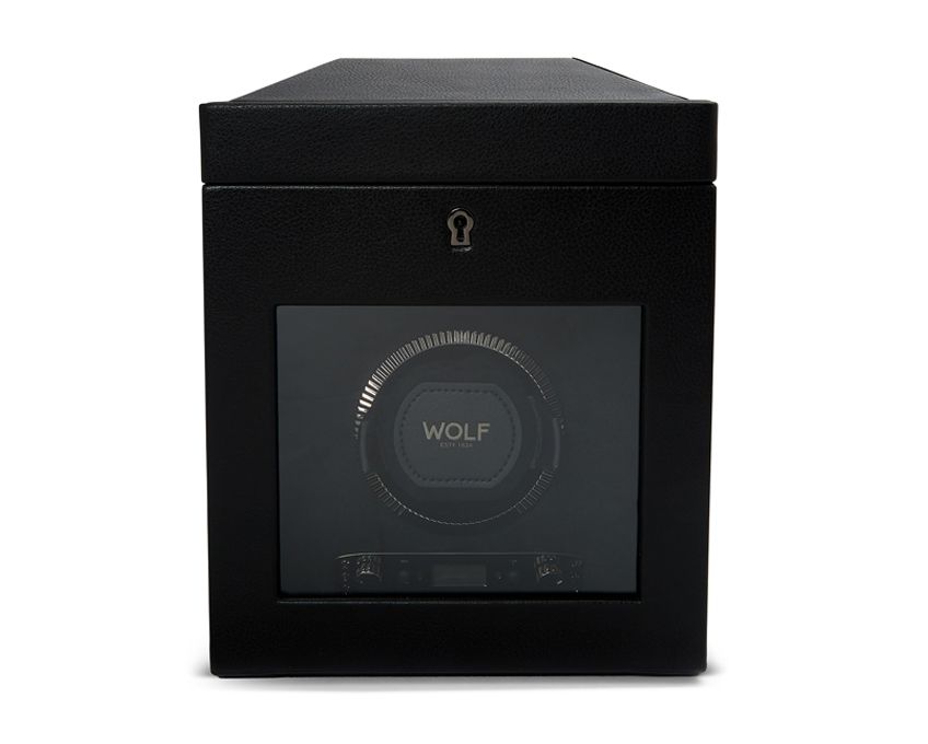 BRITISH RACING SINGLE WATCH WINDER WITH STORAGE BLACK