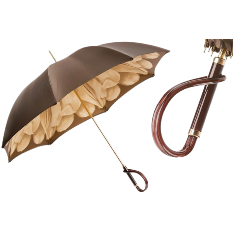 Brown Dahlia Umbrella Double Cloth - Umbrella