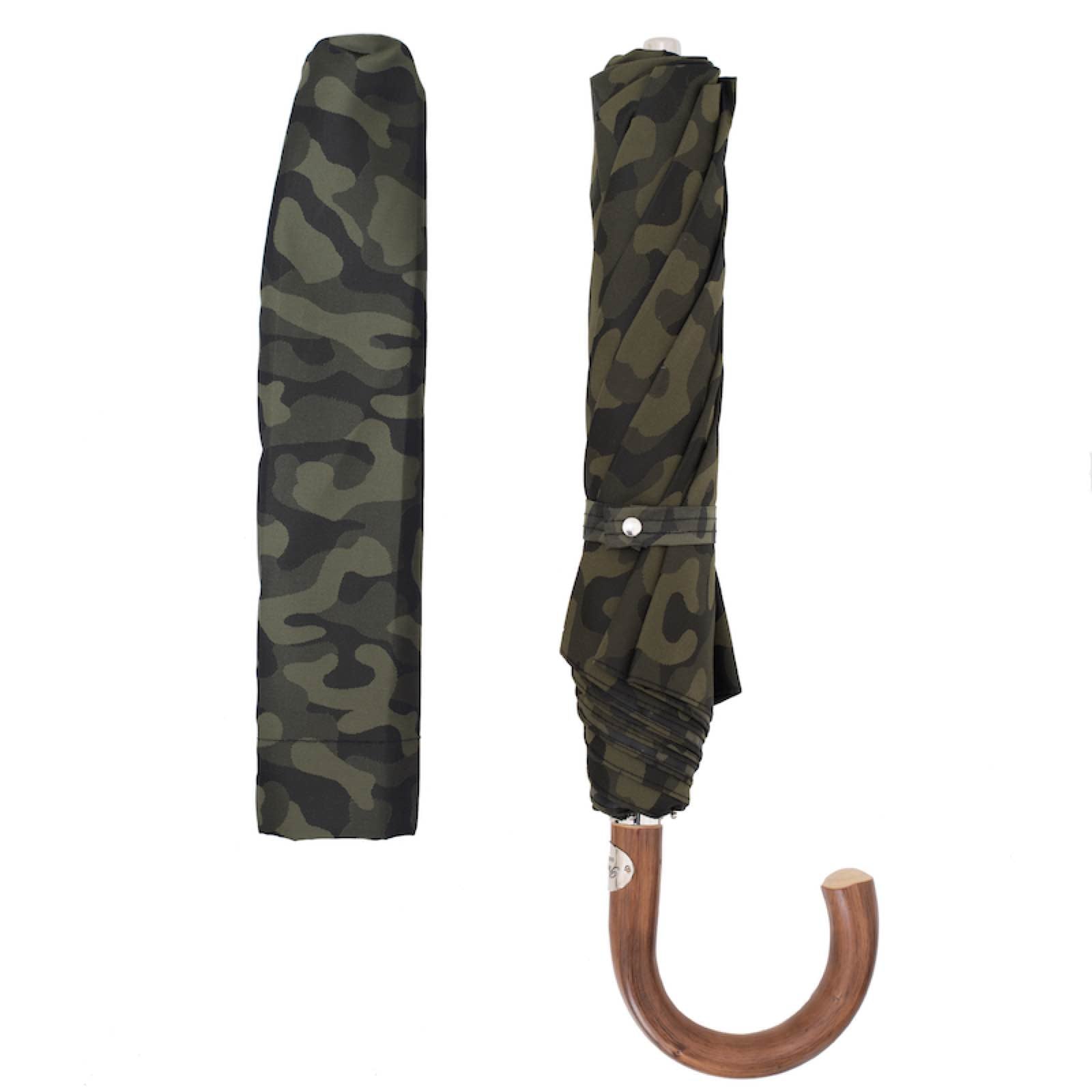 Camouflage Folding Umbrella Wooden Handle - Umbrella