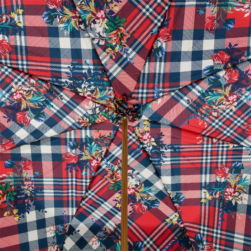 Classic Navy Umbrella with Stripes and Flowers - Umbrella