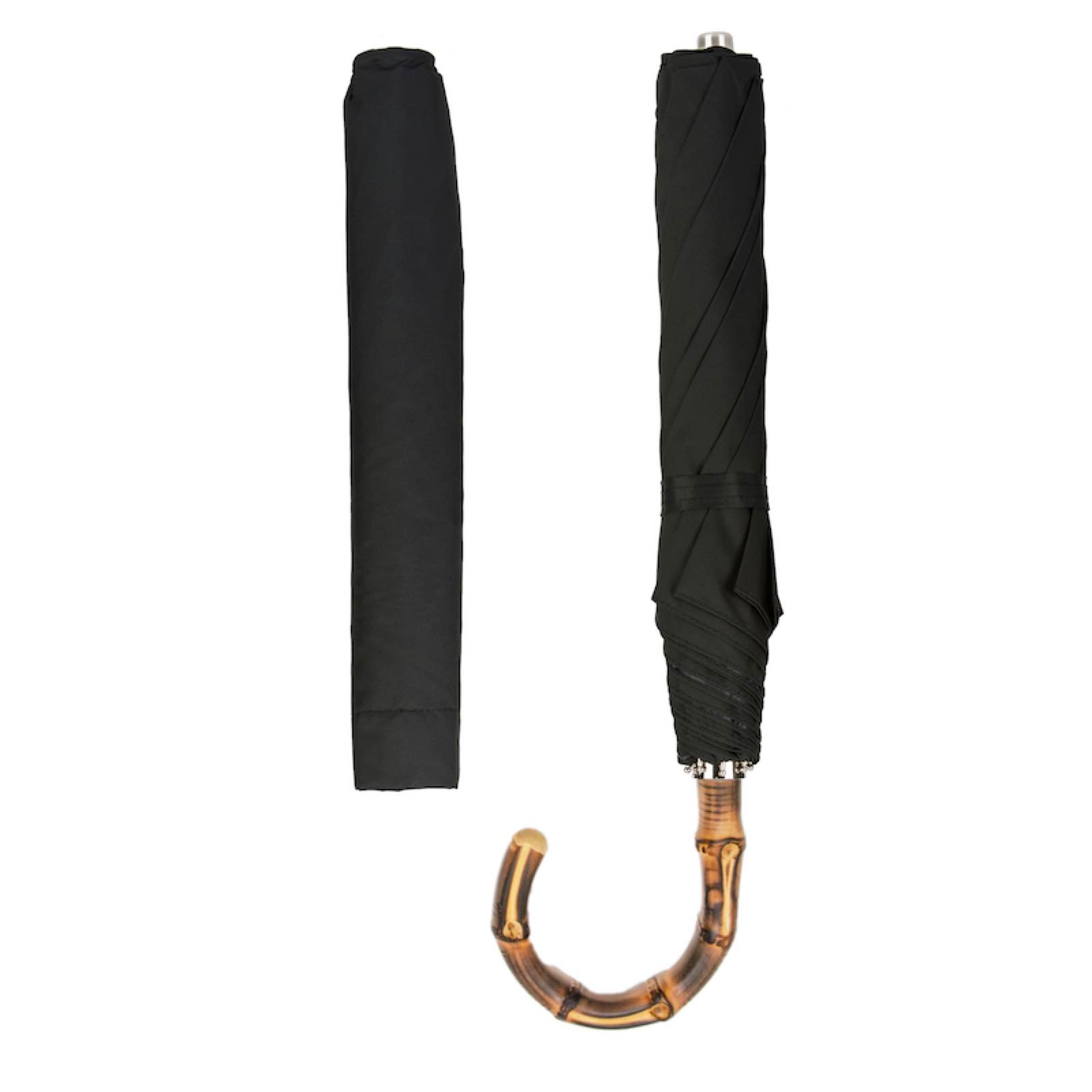 Folding Black Umbrella and Whangee Handle - Umbrella