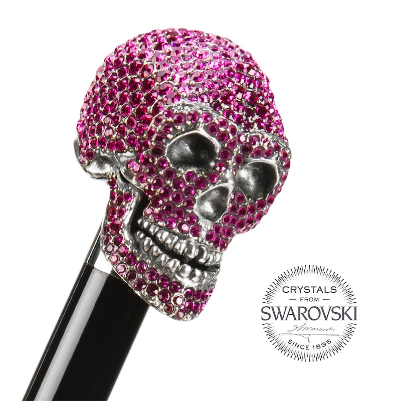 Fuchsia Roses Swarovski® Skull Umbrella - Umbrella