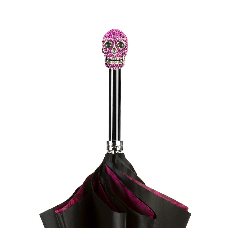 Fuchsia Roses Swarovski® Skull Umbrella - Umbrella