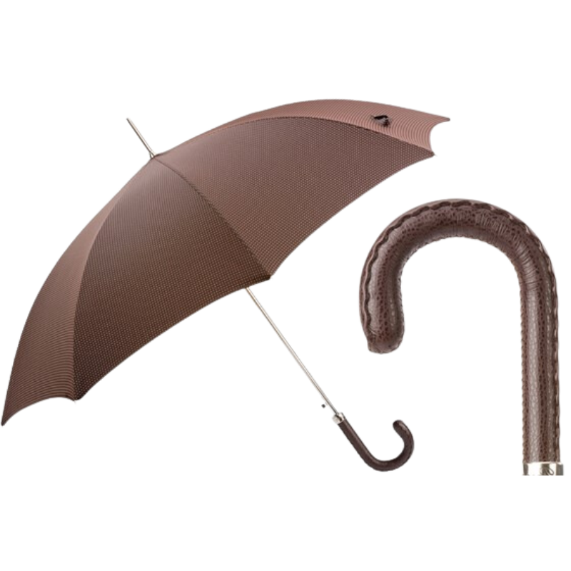 Gentleman Umbrella with Brown Leather Handle - Umbrella