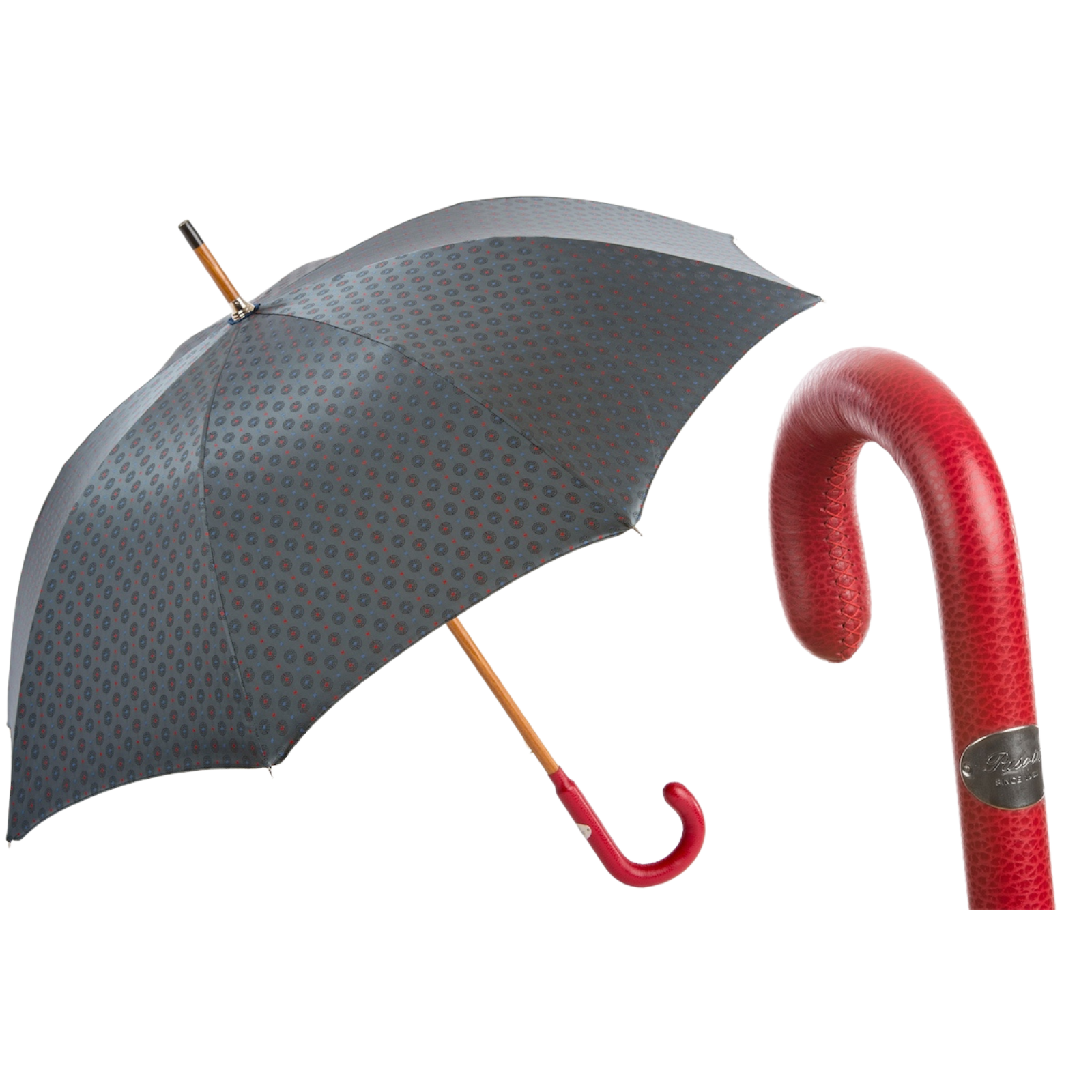 Gentlemen Umbrella with Red Leather Handle - Umbrella