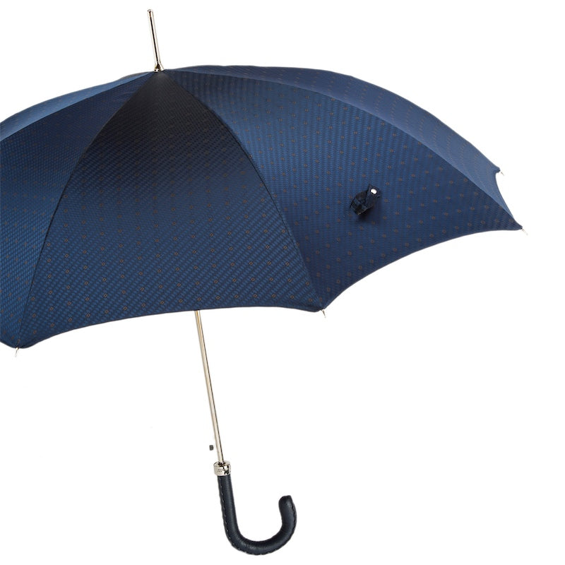 Gents Umbrella with Navy Leather Handle - Umbrella