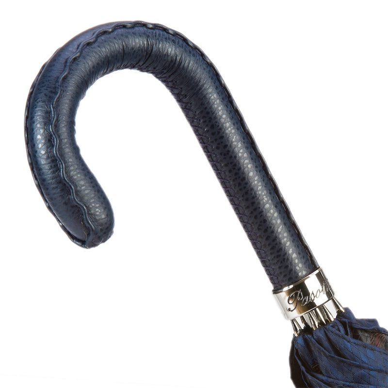 Gents Umbrella with Navy Leather Handle - Umbrella