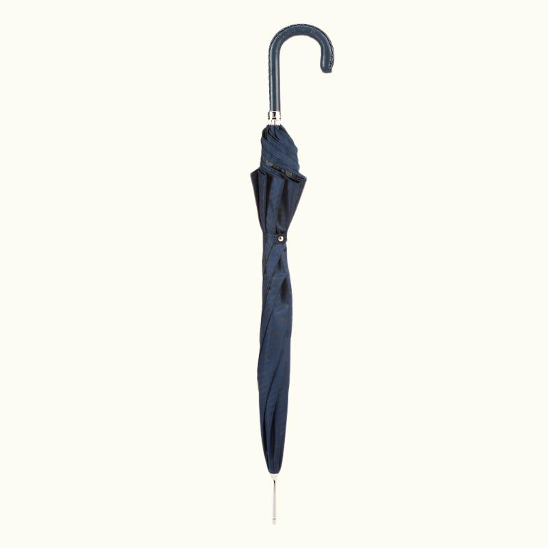 Gents Umbrella with Navy Leather Handle - Umbrella