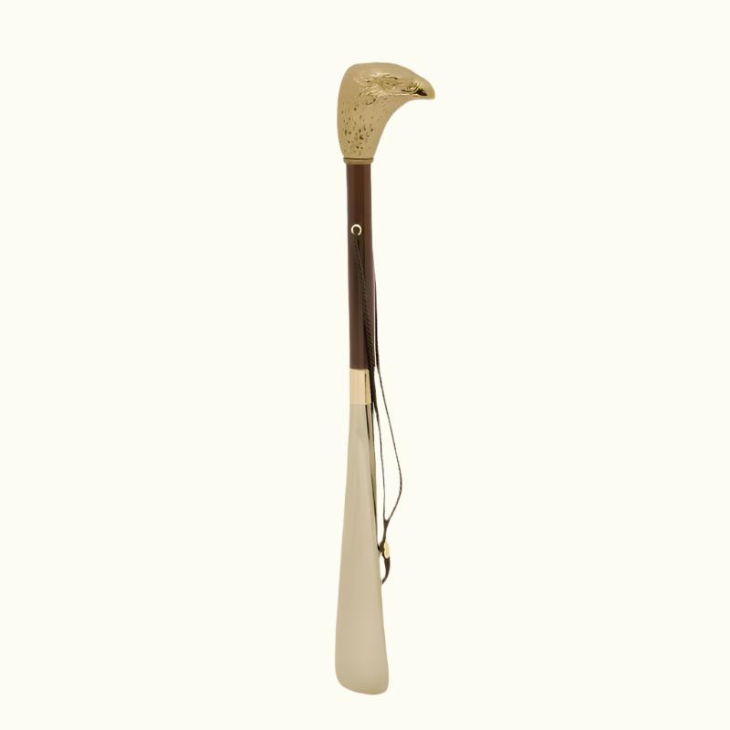 Gold Eagle Shoehorn Brown Wood Shaft