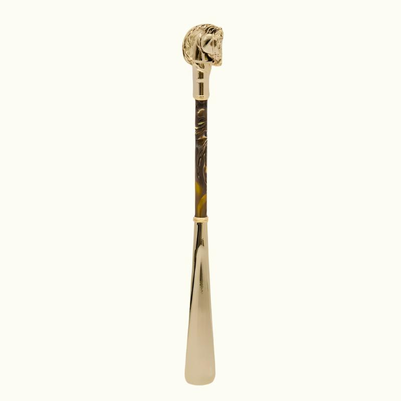 Gold Horse Shoehorn Pearly Brown Shaft