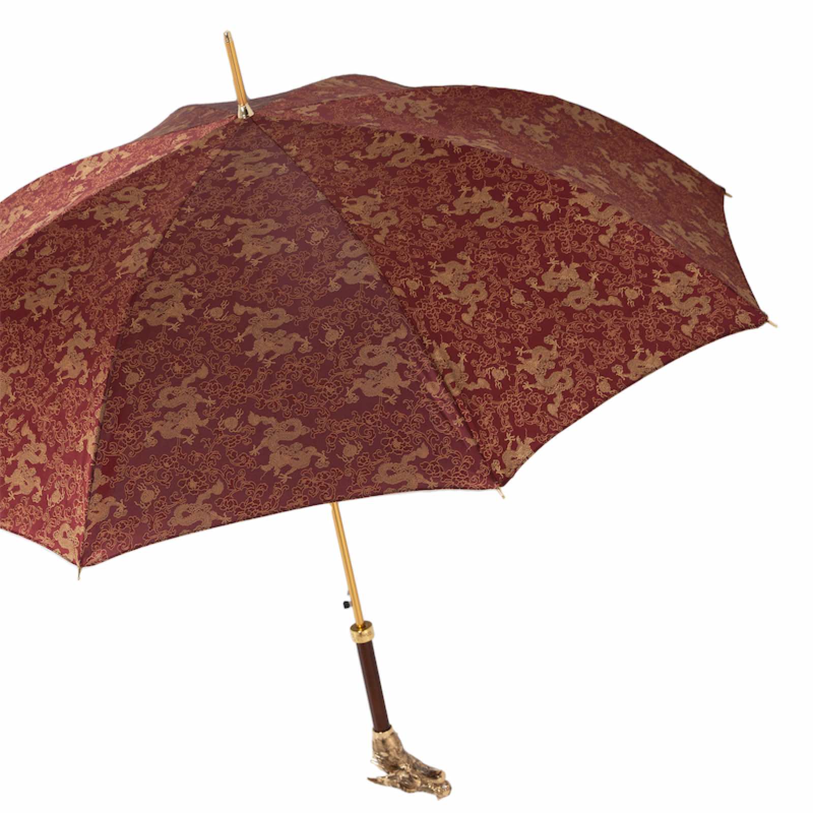 Golden Dragons Burgundy Umbrella - Umbrella