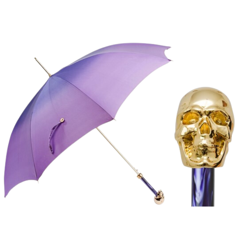 Golden Skull Purple Ombre Umbrella - Umbrella