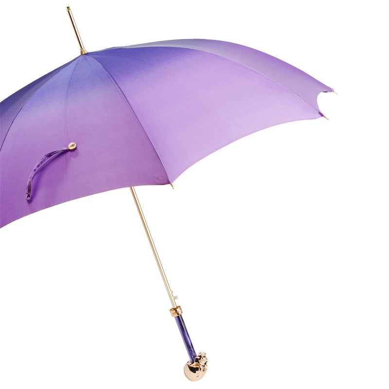 Golden Skull Purple Ombre Umbrella - Umbrella