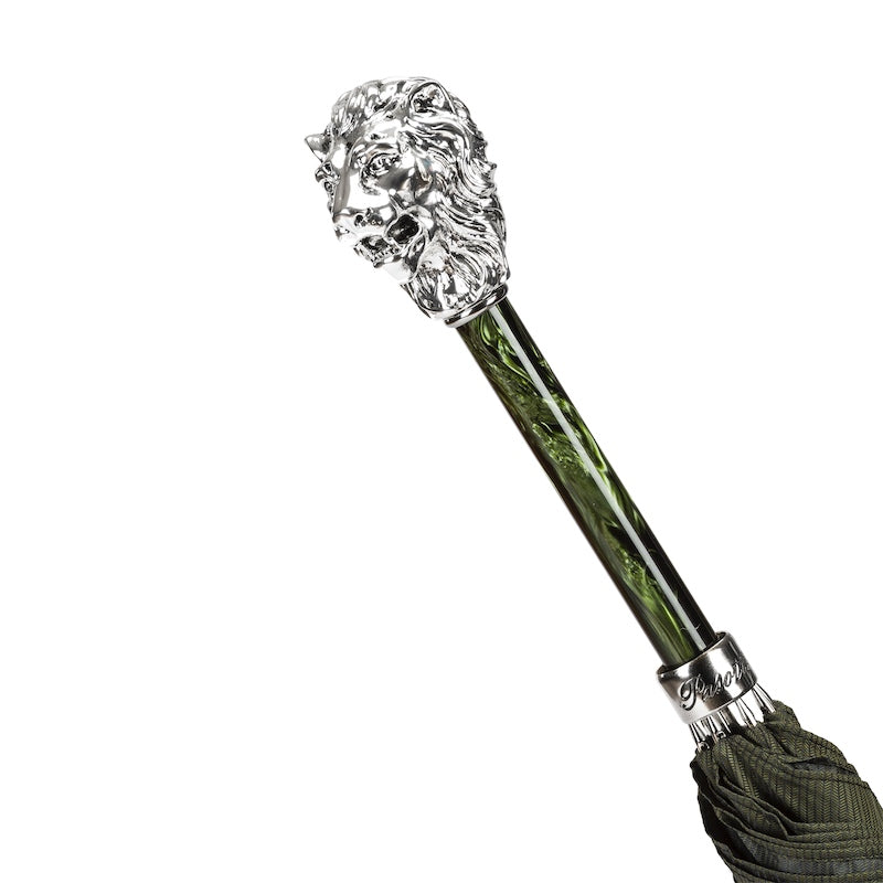 Green Umbrella Silver Lion Handle - Umbrella