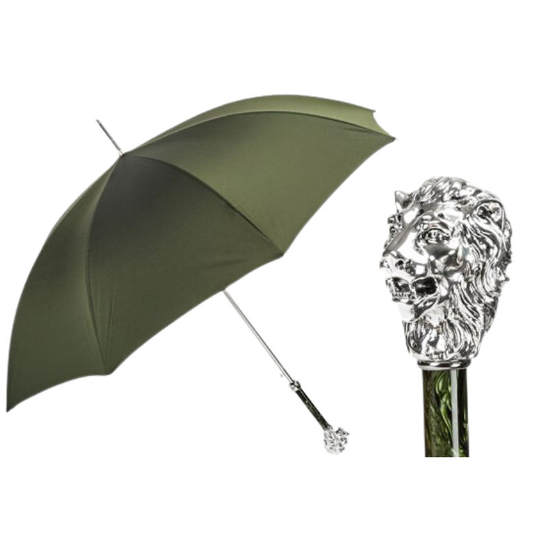 Green Umbrella Silver Lion Handle - Umbrella