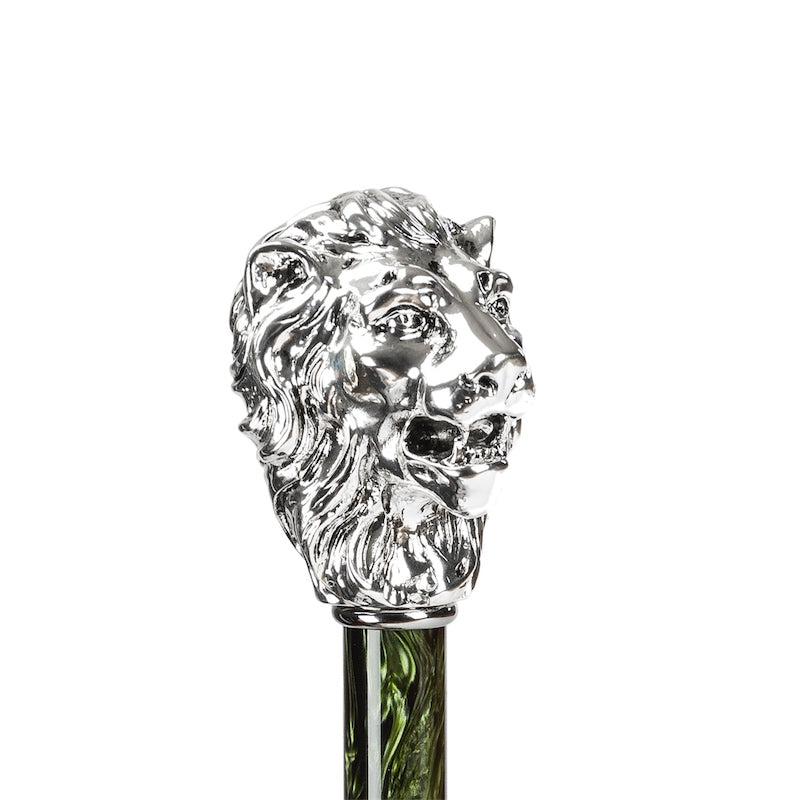 Green Umbrella Silver Lion Handle - Umbrella