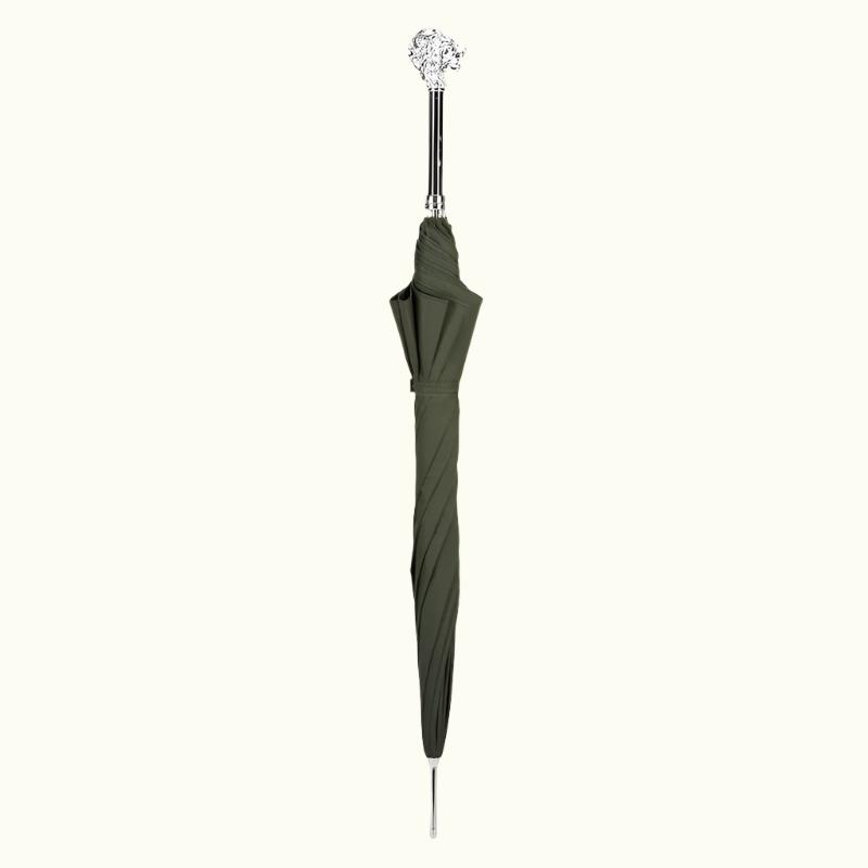 Green Umbrella Silver Lion Handle - Umbrella