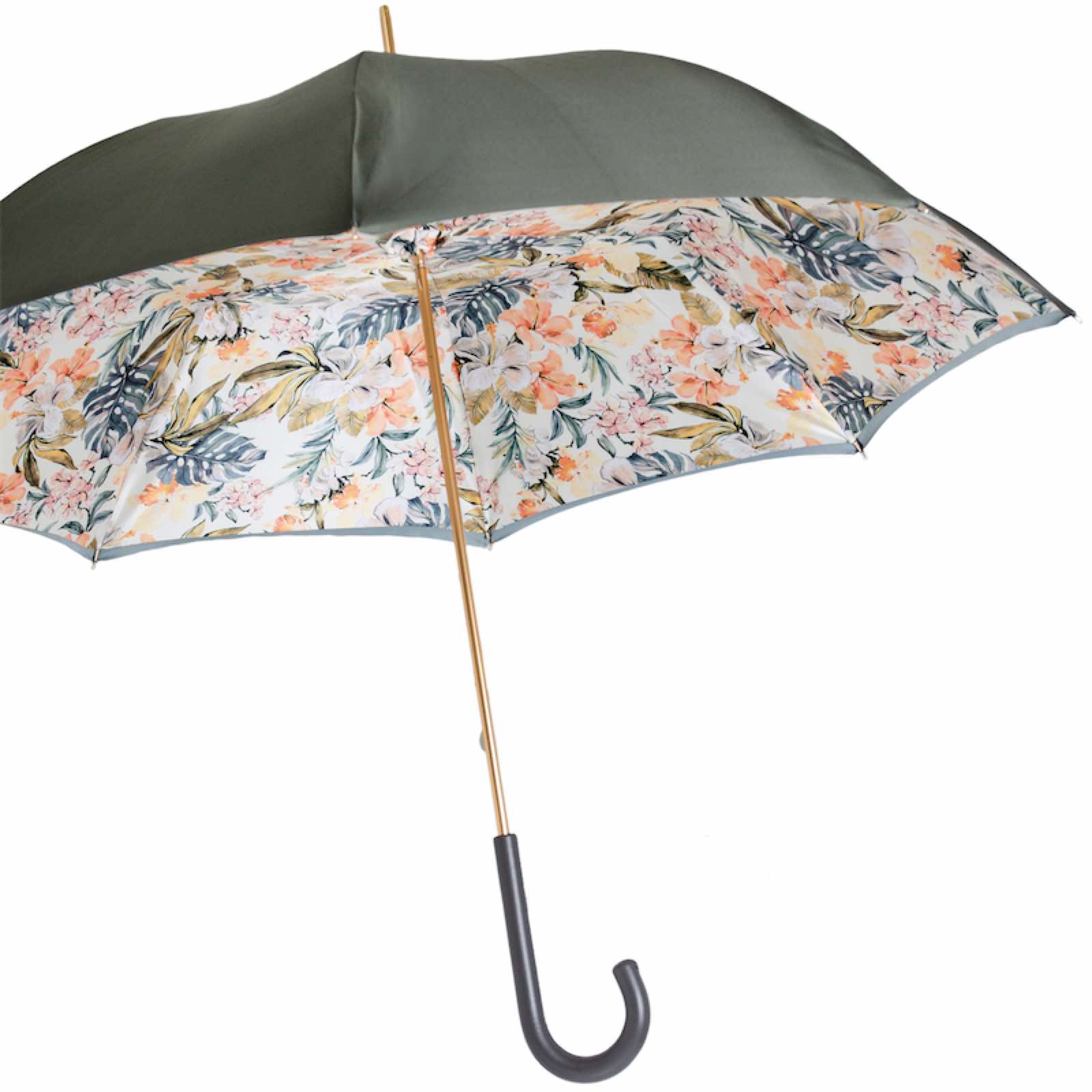 Grey Umbrella with Flowers on the Inside - Umbrella